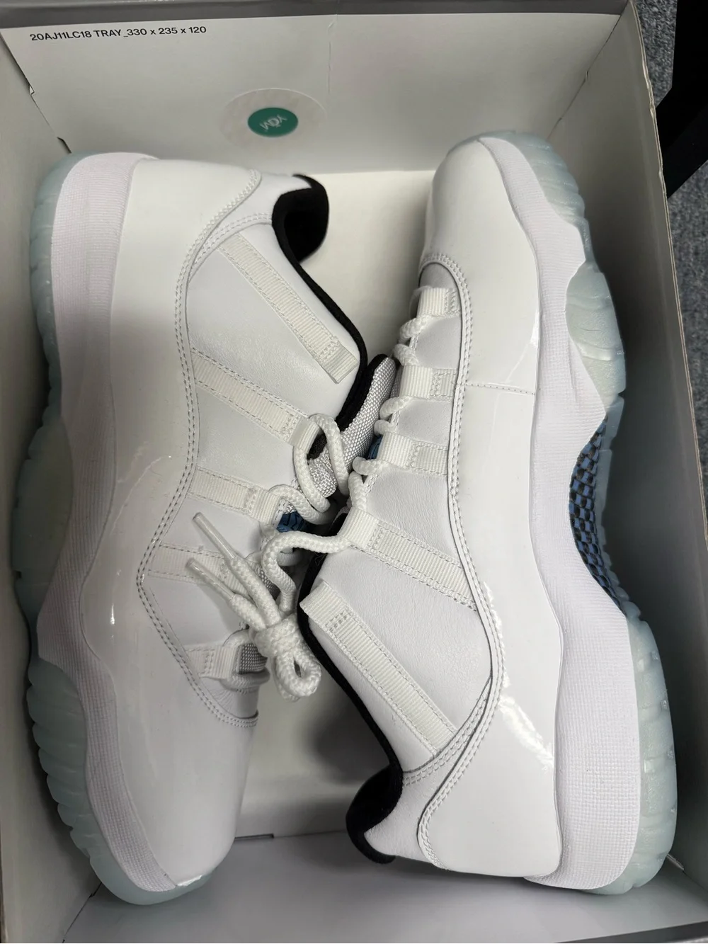 Jordan Men's White and Black Athletic Shoes with Ice Blue Accents - Picture 4 of 10